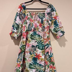 Floral smocked mini dress